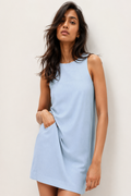 Sky Blue Pocket Shift Dress
