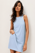 Sky Blue Pocket Shift Dress