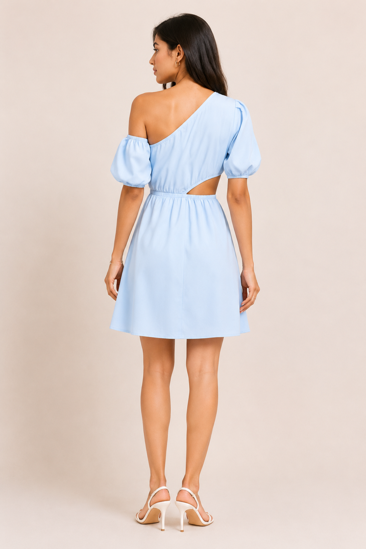 Light Blue One-Shoulder Cutout Mini Dress