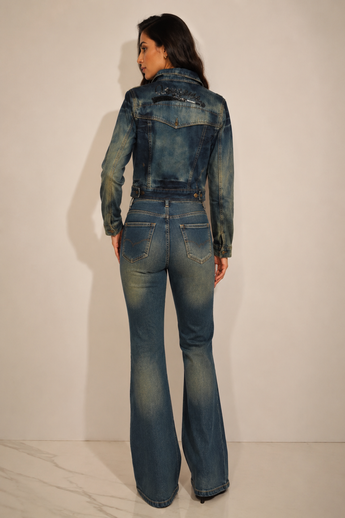 Y2K Style Acid Wash Cropped Jean Jacket