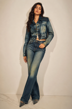 Y2K Style Acid Wash Cropped Jean Jacket