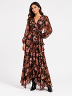 Dark Floral Wrap Maxi Dress