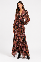 Dark Floral Wrap Maxi Dress