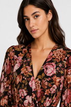 Dark Floral Wrap Maxi Dress