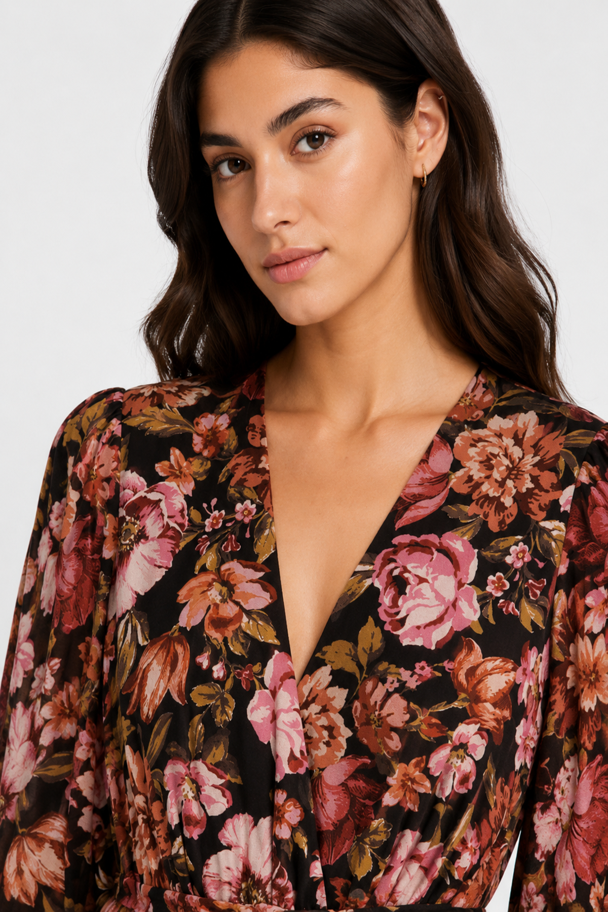Dark Floral Wrap Maxi Dress