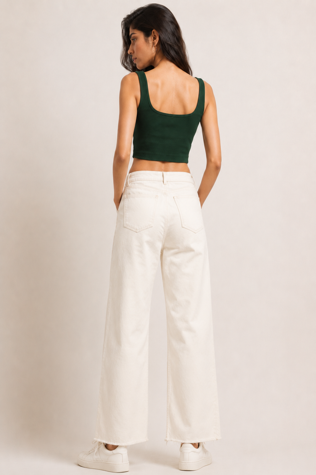 Ribbed Crop Tank – Forest Green