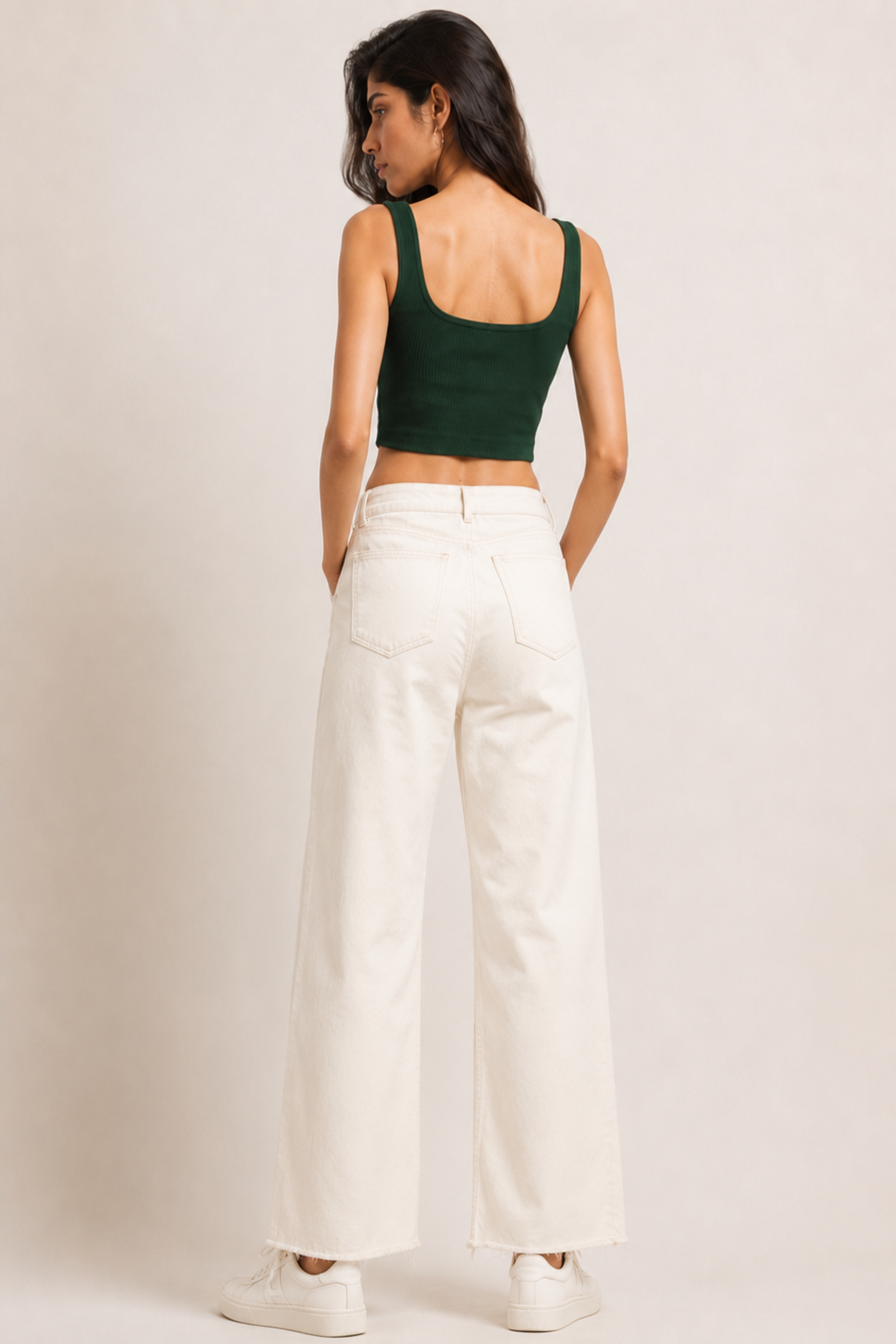 Ribbed Crop Tank – Forest Green