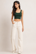 Ribbed Crop Tank – Forest Green