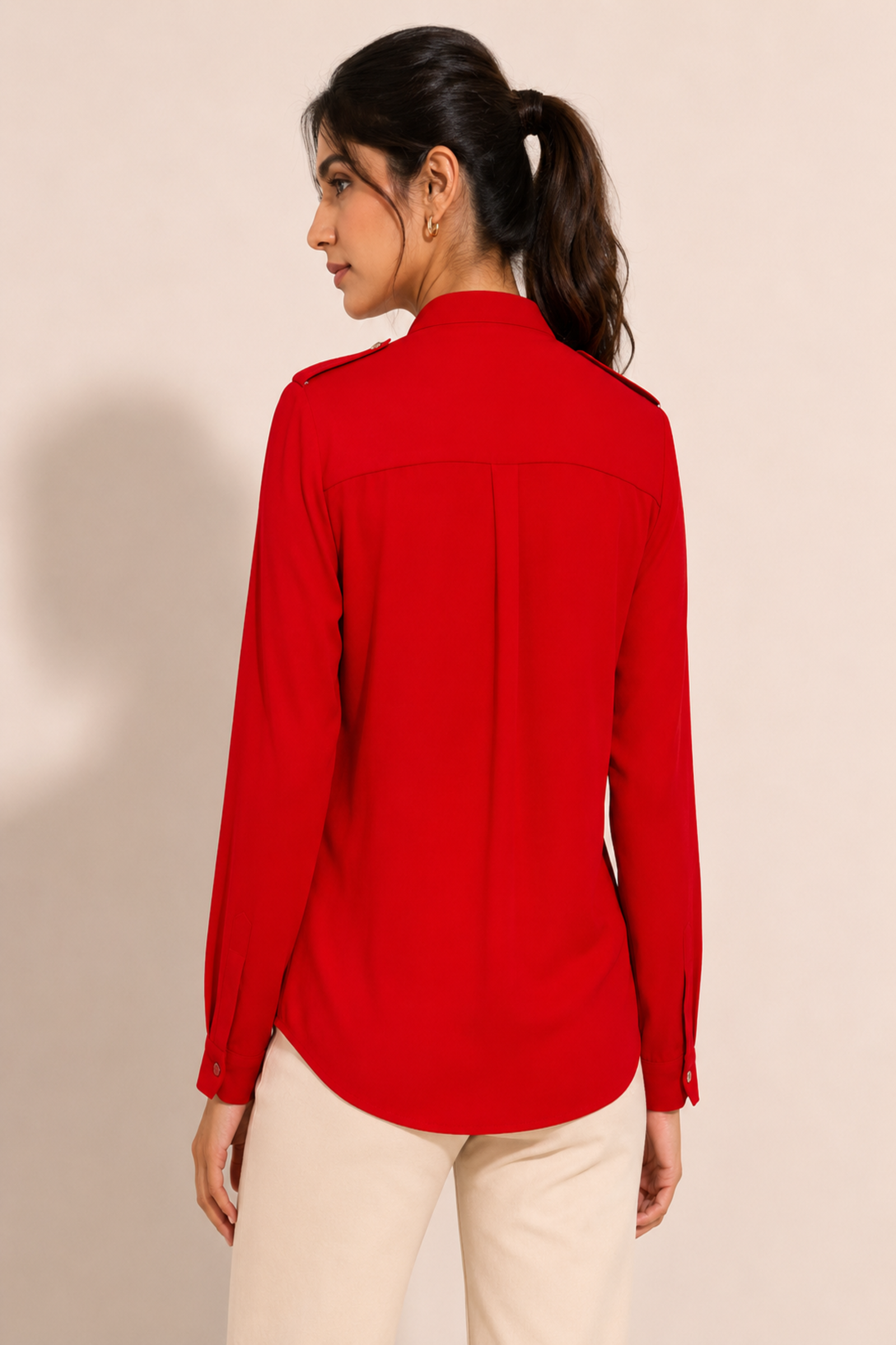 Crimson Mandarin Collar Top