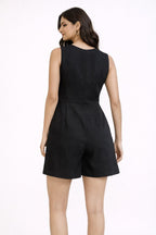 Midnight Drape V-Neck Romper