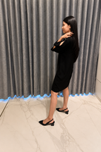 Chic Black Slit Sleeve Dress
