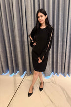Chic Black Slit Sleeve Dress