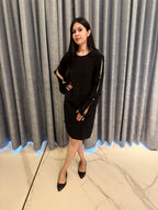 Chic Black Slit Sleeve Dress