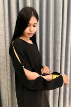 Chic Black Slit Sleeve Dress