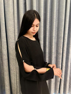 Chic Black Slit Sleeve Dress