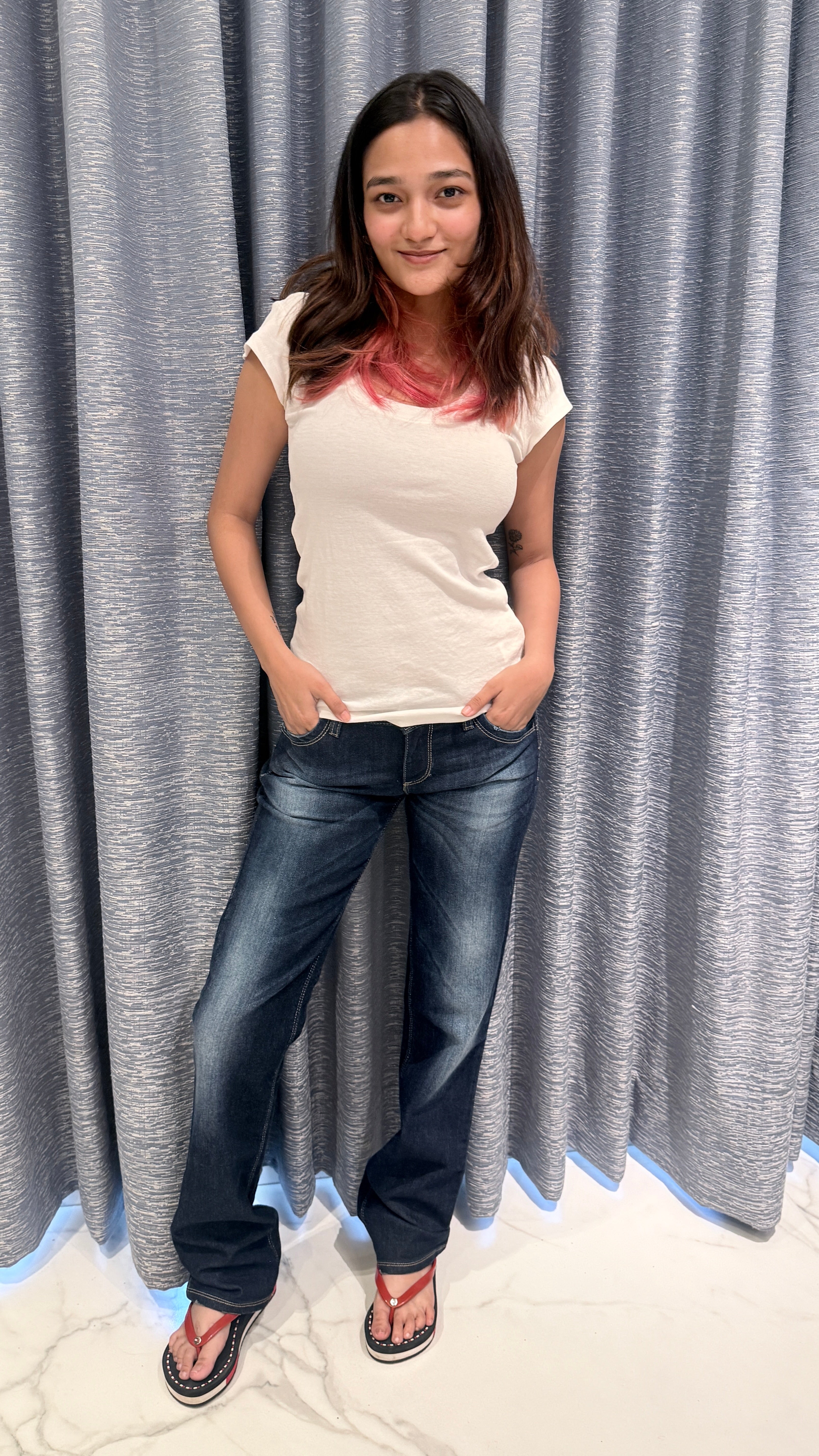 Dark Indigo Mid-Rise Straight Fit Jeans