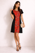Red Panel A-Line Dress