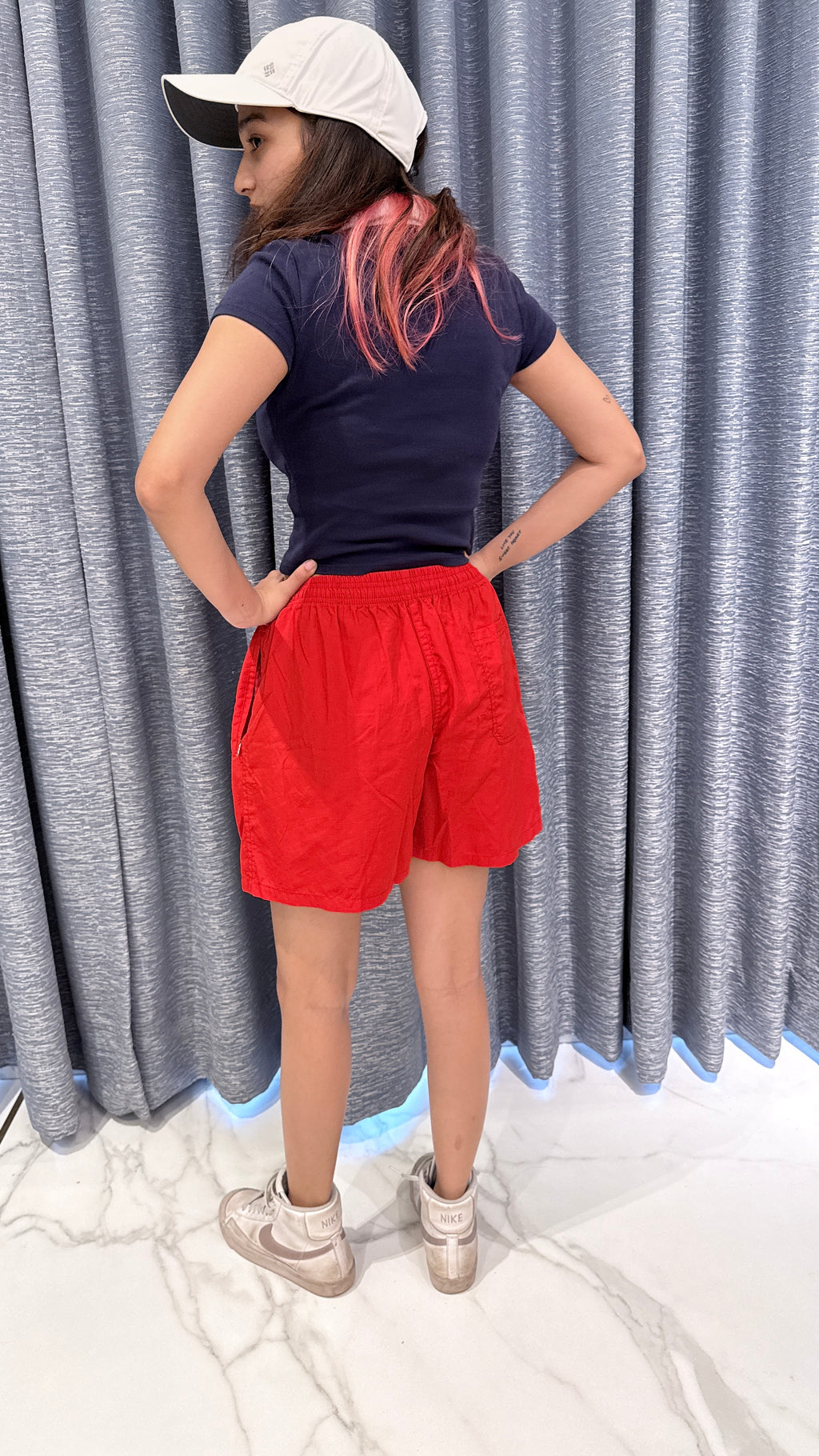 Vibrant Crimson Red Nylon Sports Shorts