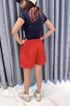 Vibrant Crimson Red Nylon Sports Shorts