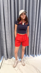Vibrant Crimson Red Nylon Sports Shorts