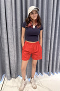 Vibrant Crimson Red Nylon Sports Shorts