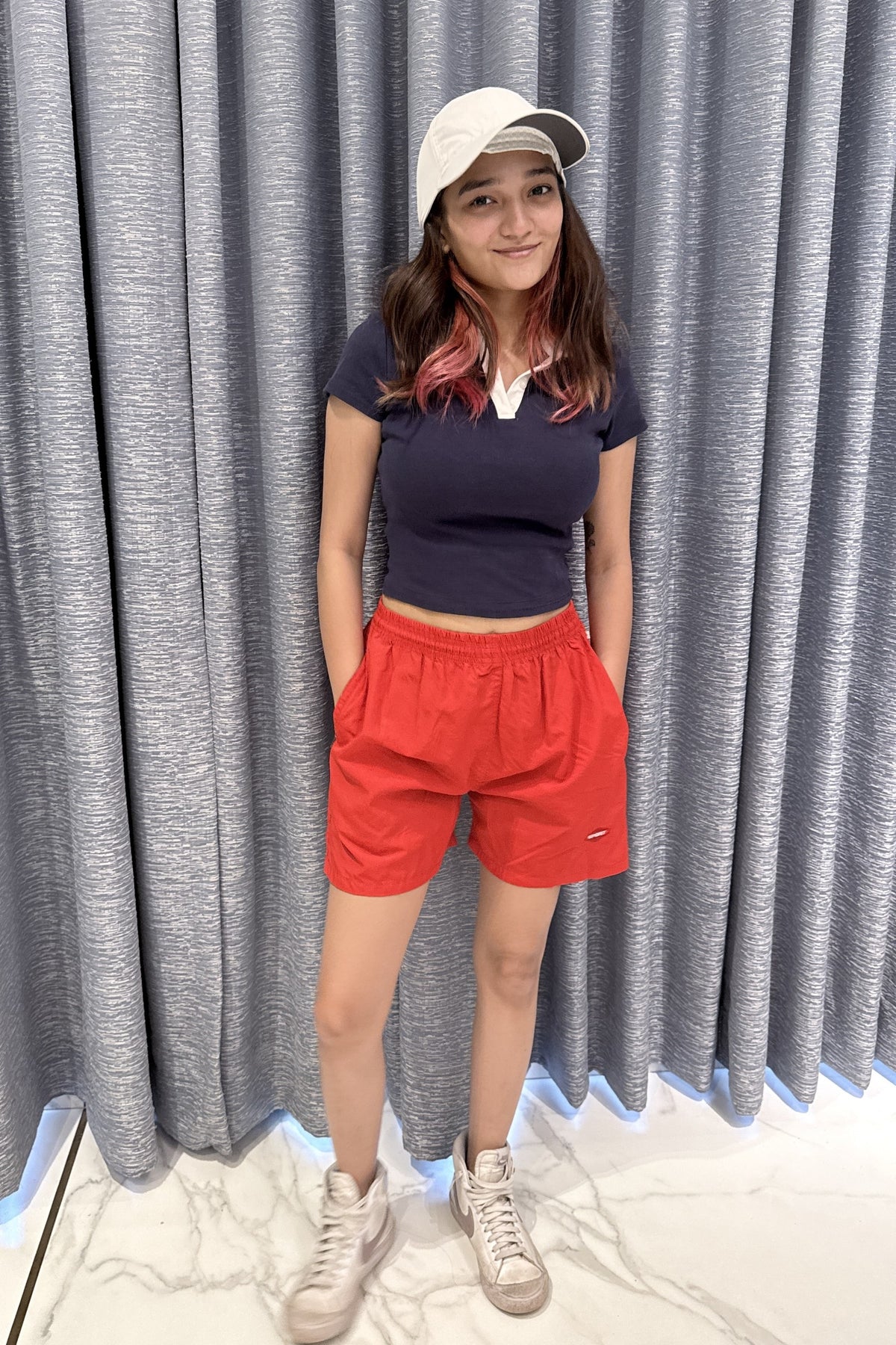 Vibrant Crimson Red Nylon Sports Shorts