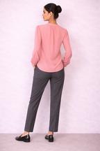 Rosewater Lace-Detail Professional Blouse