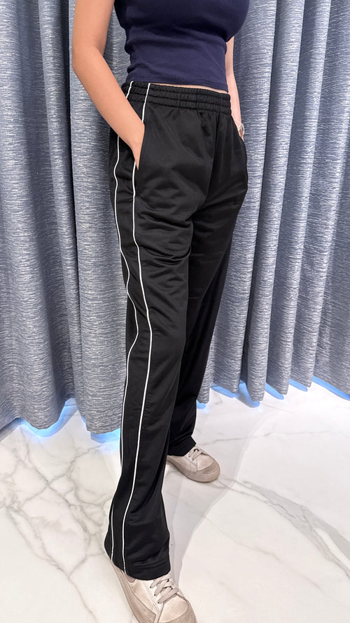 Black Straight-Leg Track Pants