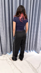 Black Straight-Leg Track Pants