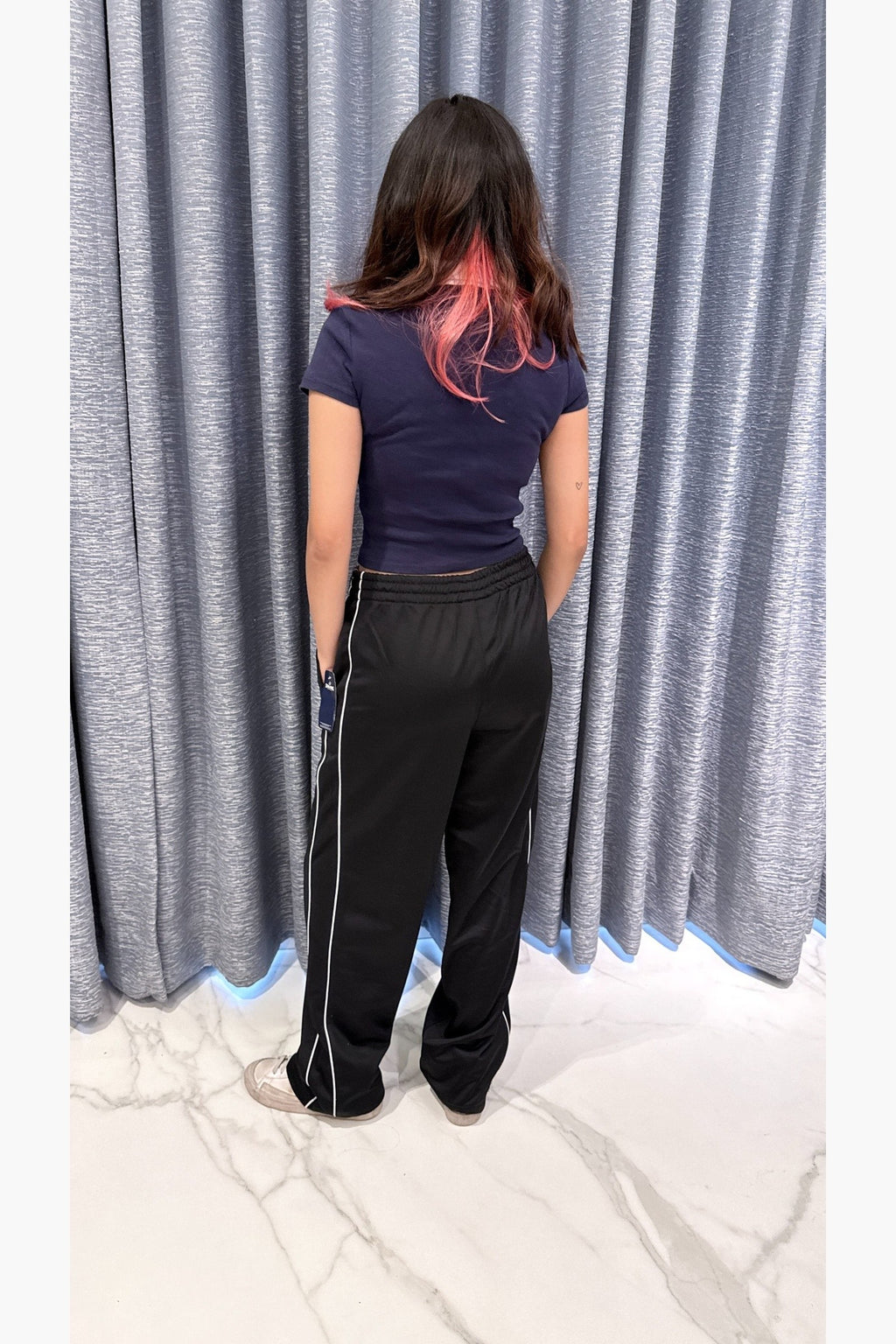 Black Straight-Leg Track Pants