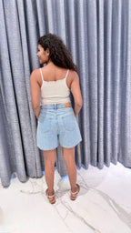 Vintage High-Waist Light Wash Denim Shorts