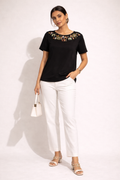 Midnight Floral Bloom Embellished Tee