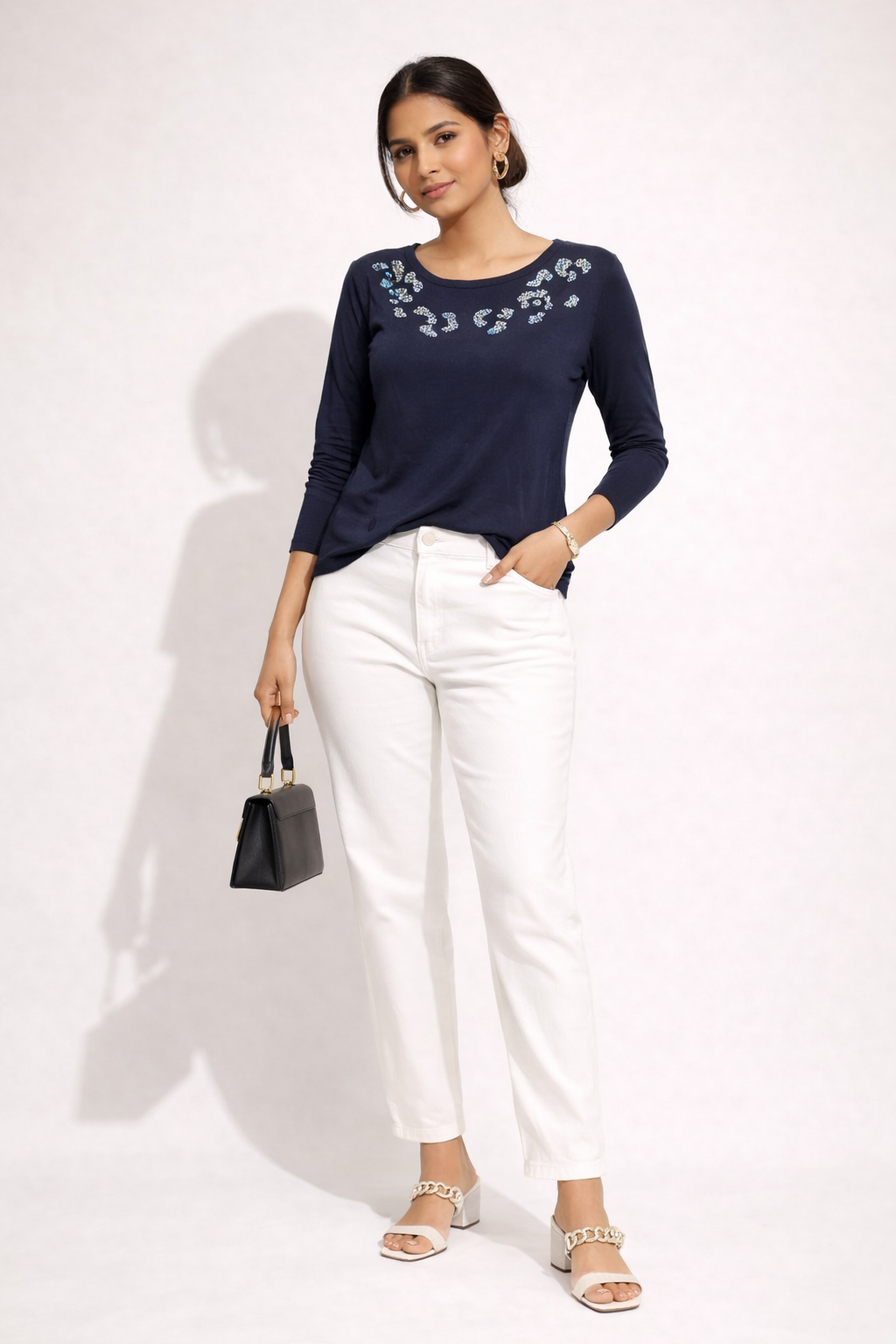 Celestial Sparkle Embroidered Knit Top