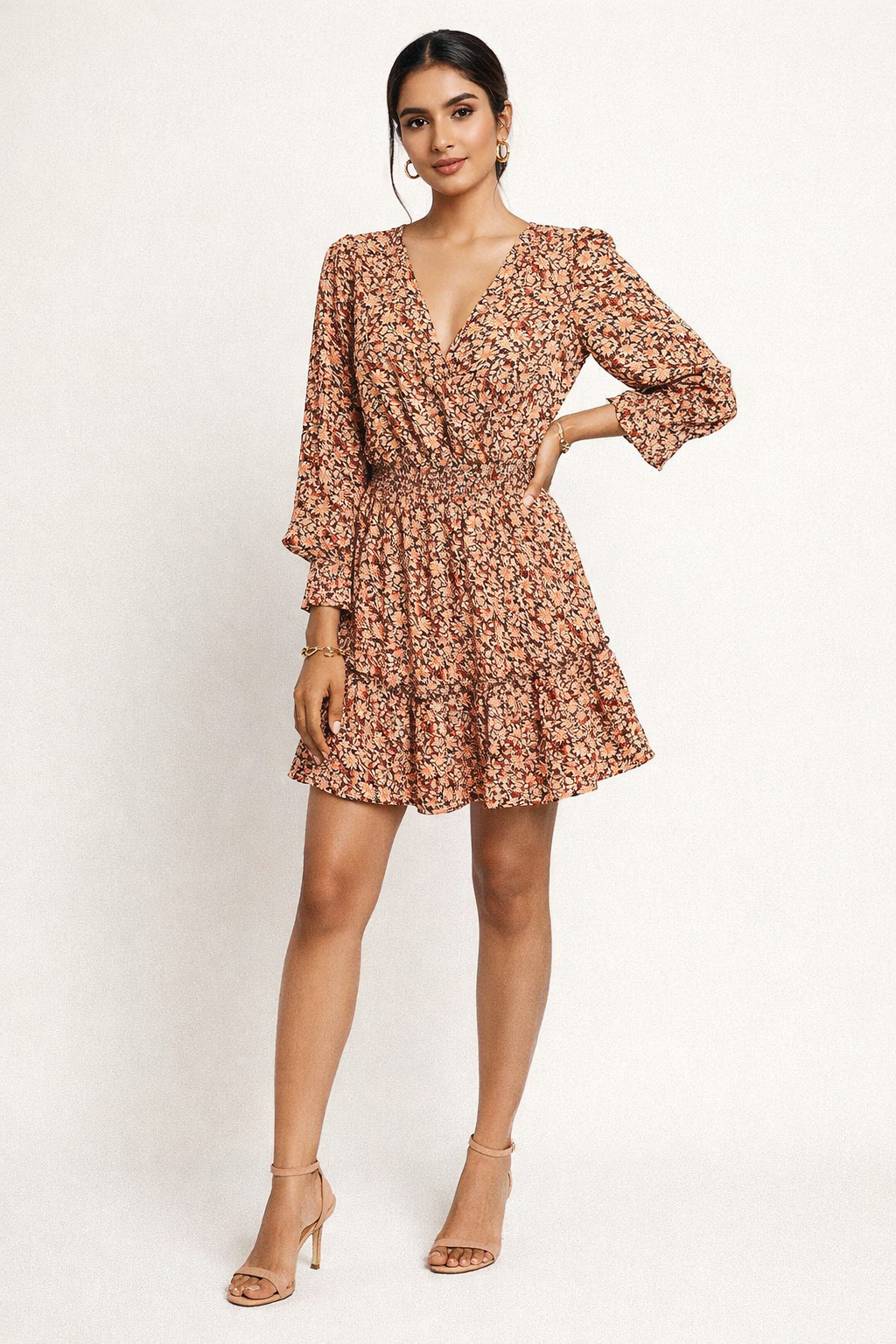 Autumn Bloom Smocked Mini Dress