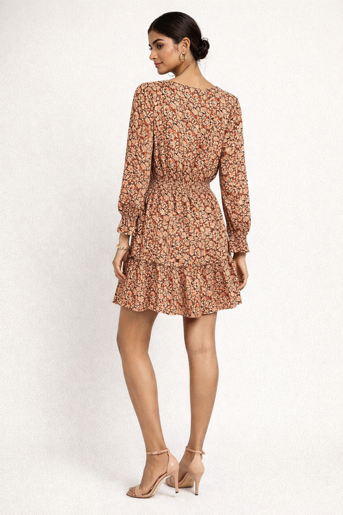Autumn Bloom Smocked Mini Dress