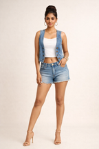 Urban Edge Button-Down Denim Shrug