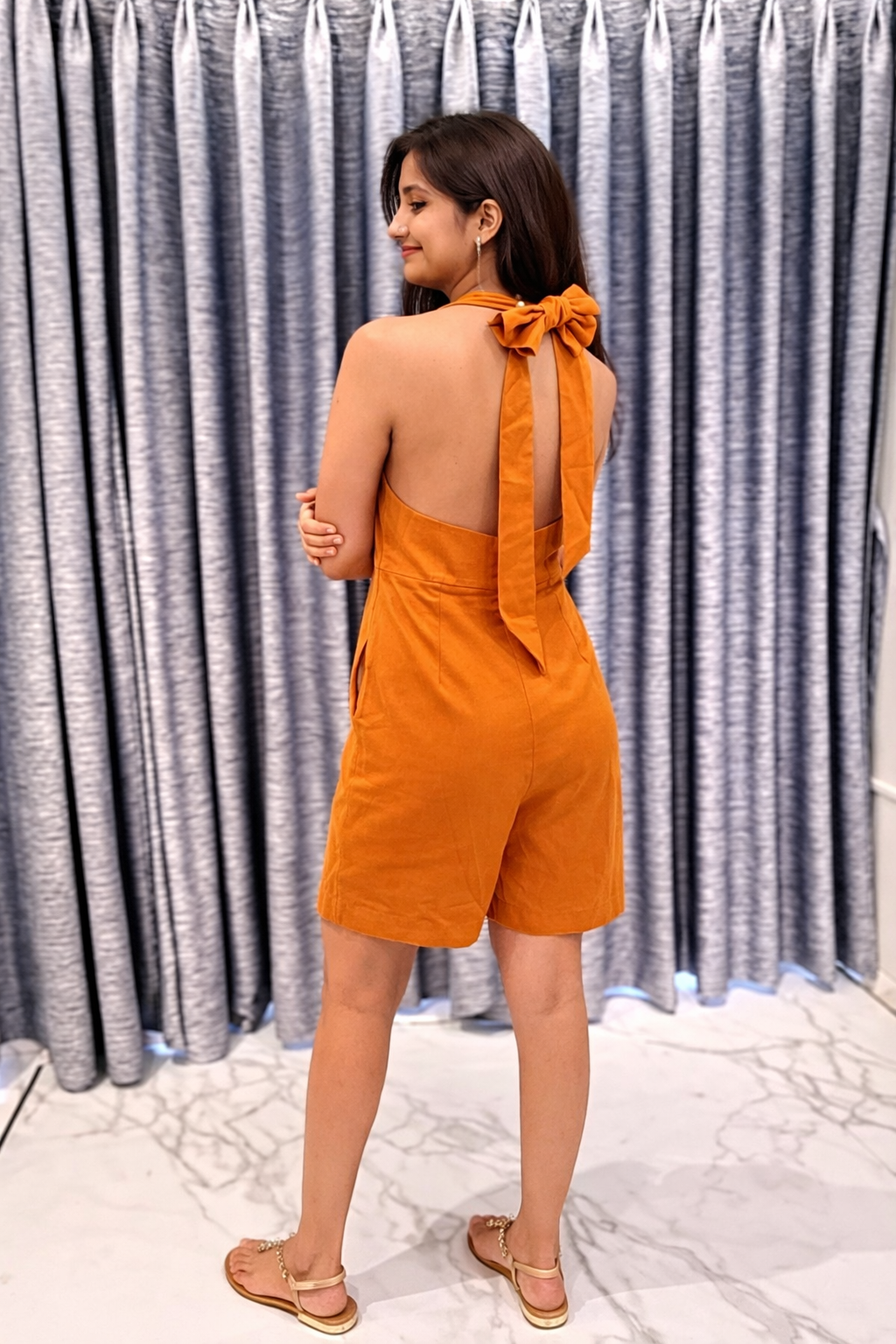 Sun-Kissed Orange Power Playsuit