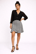 Glen Plaid Asymmetrical Ruffle Skirt