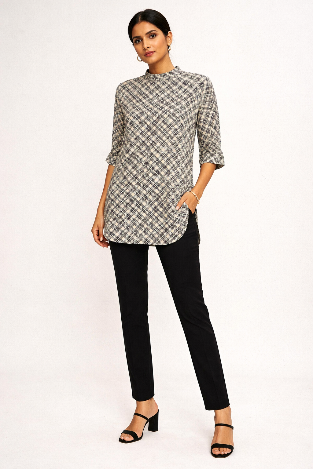Gemini said Classic Plaid High-Neck Tunic