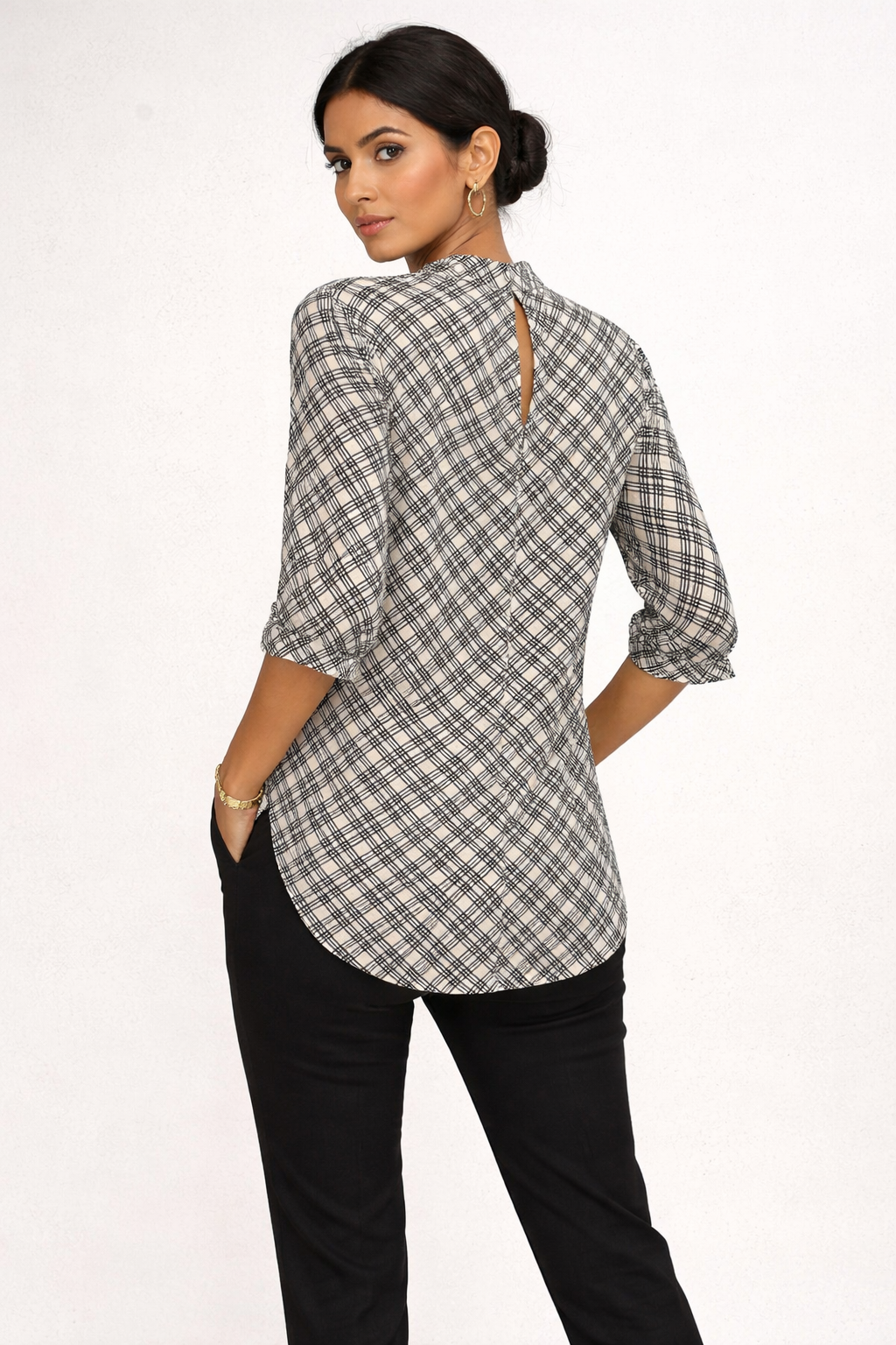 Gemini said Classic Plaid High-Neck Tunic