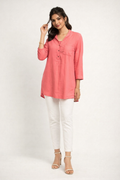 Salmon Pink Mandarin Collar Tunic