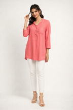 Salmon Pink Mandarin Collar Tunic