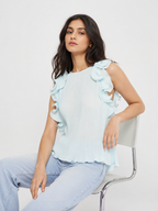 Soft Pleated Frill Detail Blouse