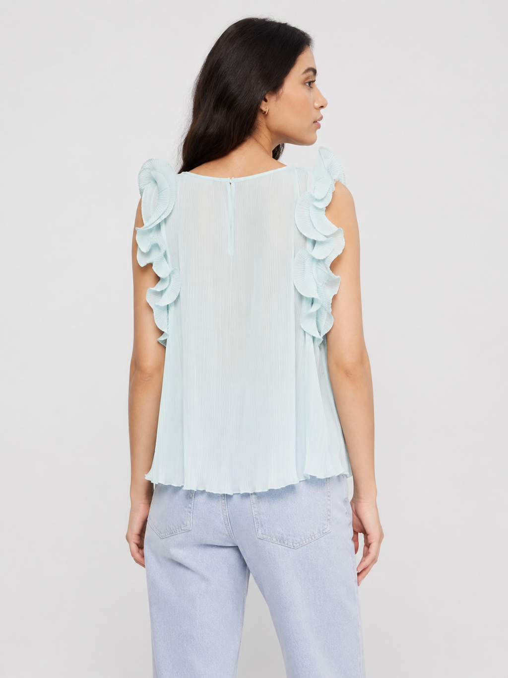 Soft Pleated Frill Detail Blouse