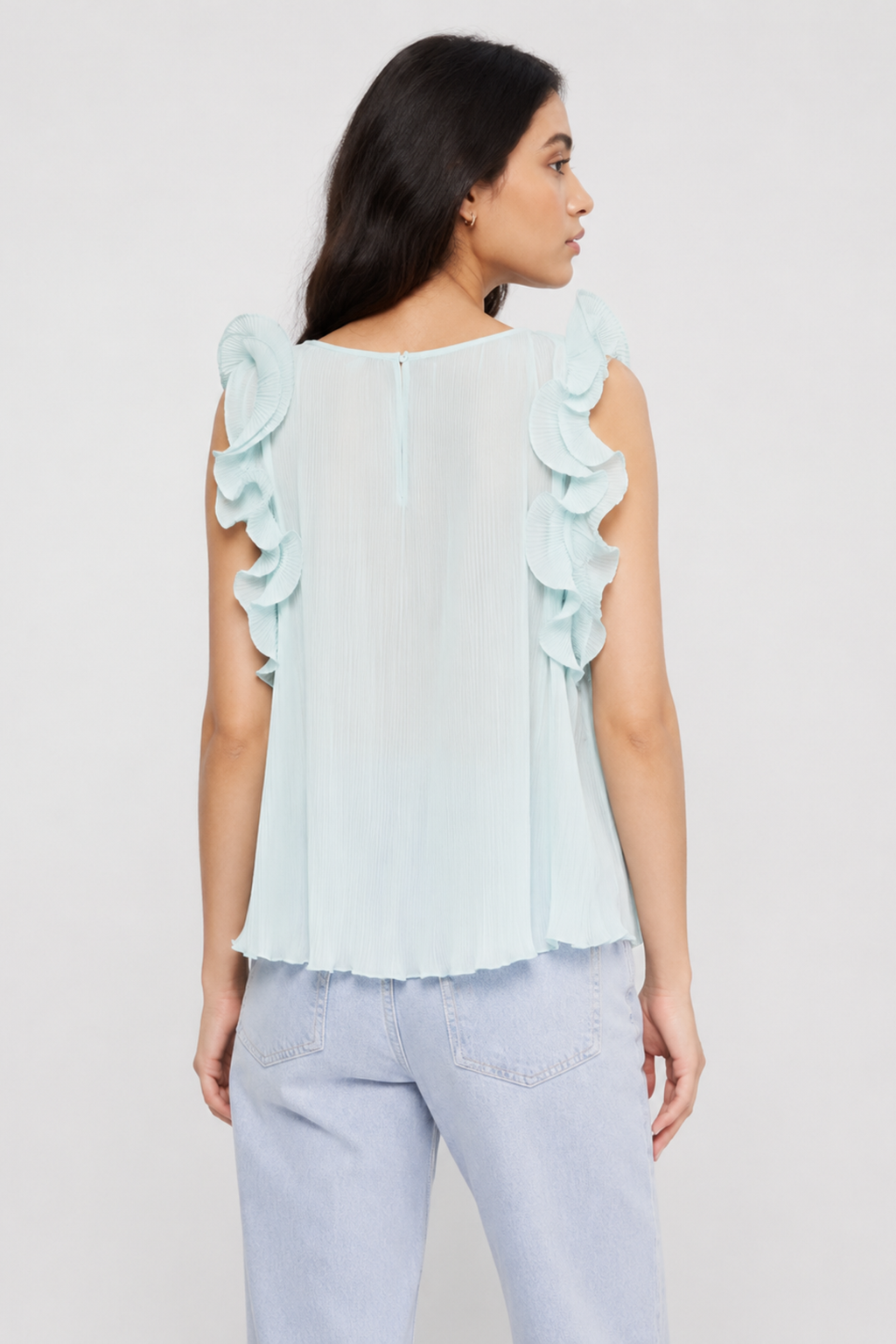 Soft Pleated Frill Detail Blouse