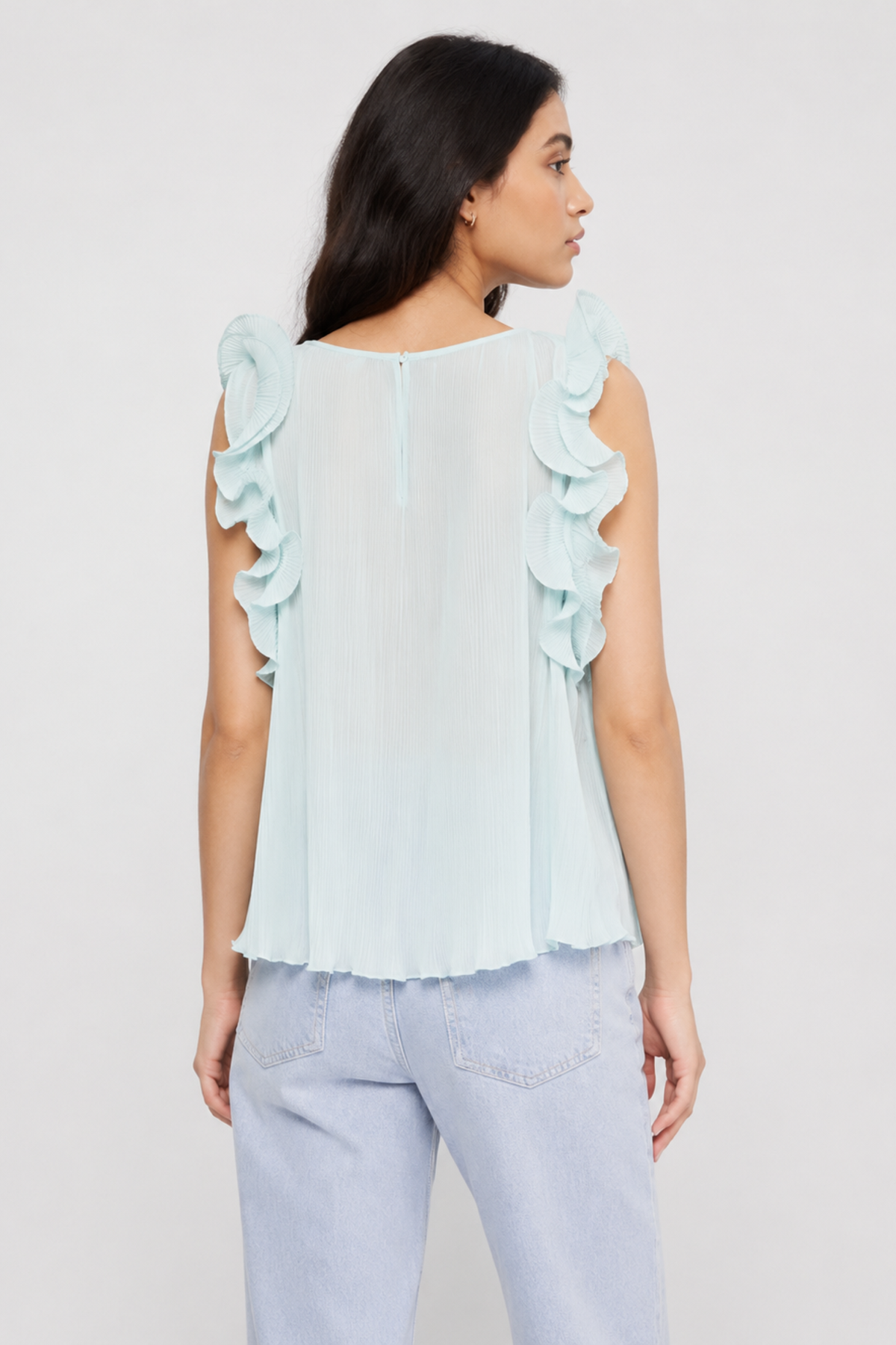 Soft Pleated Frill Detail Blouse