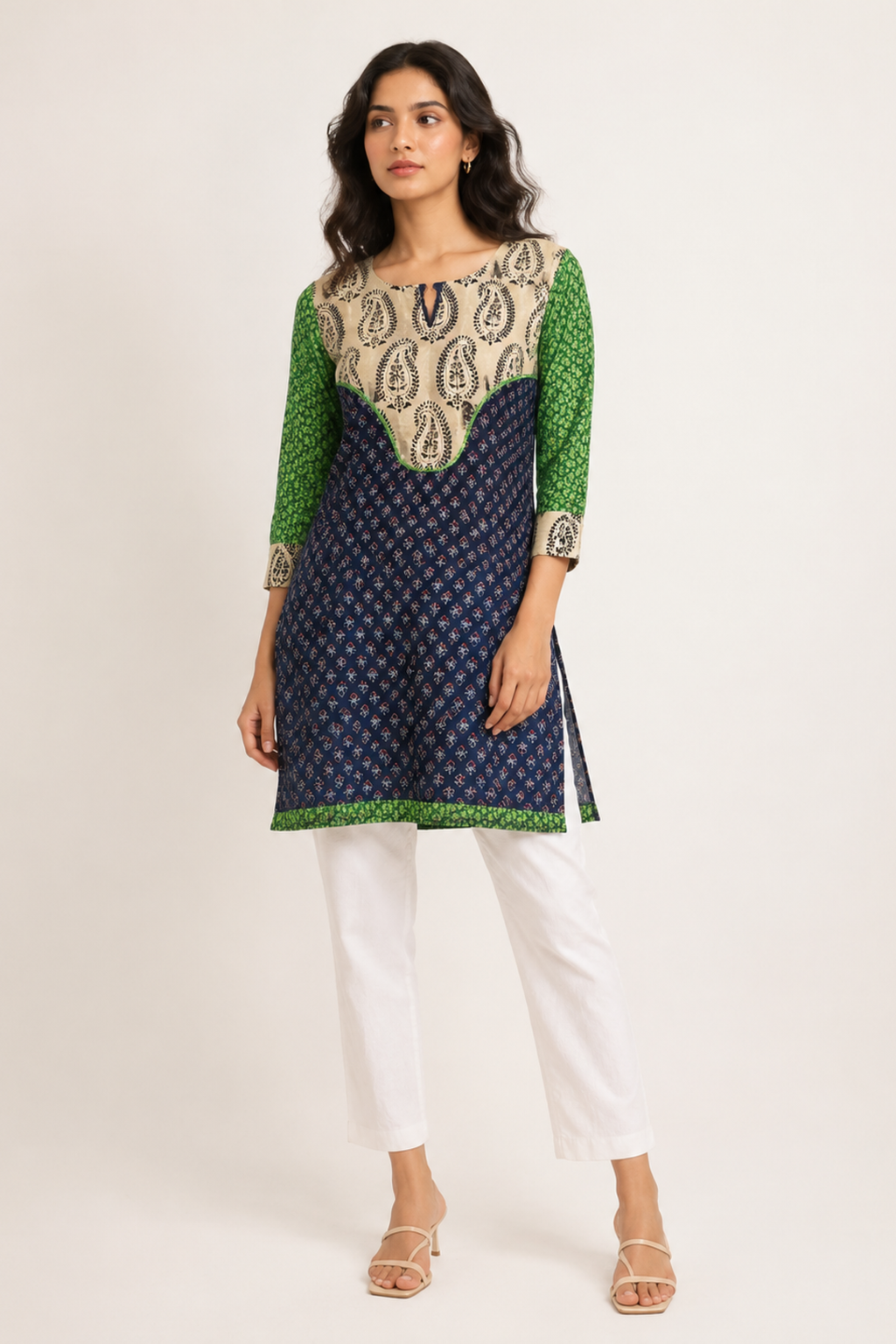 Ethnic Paisley Print Cotton Kurta