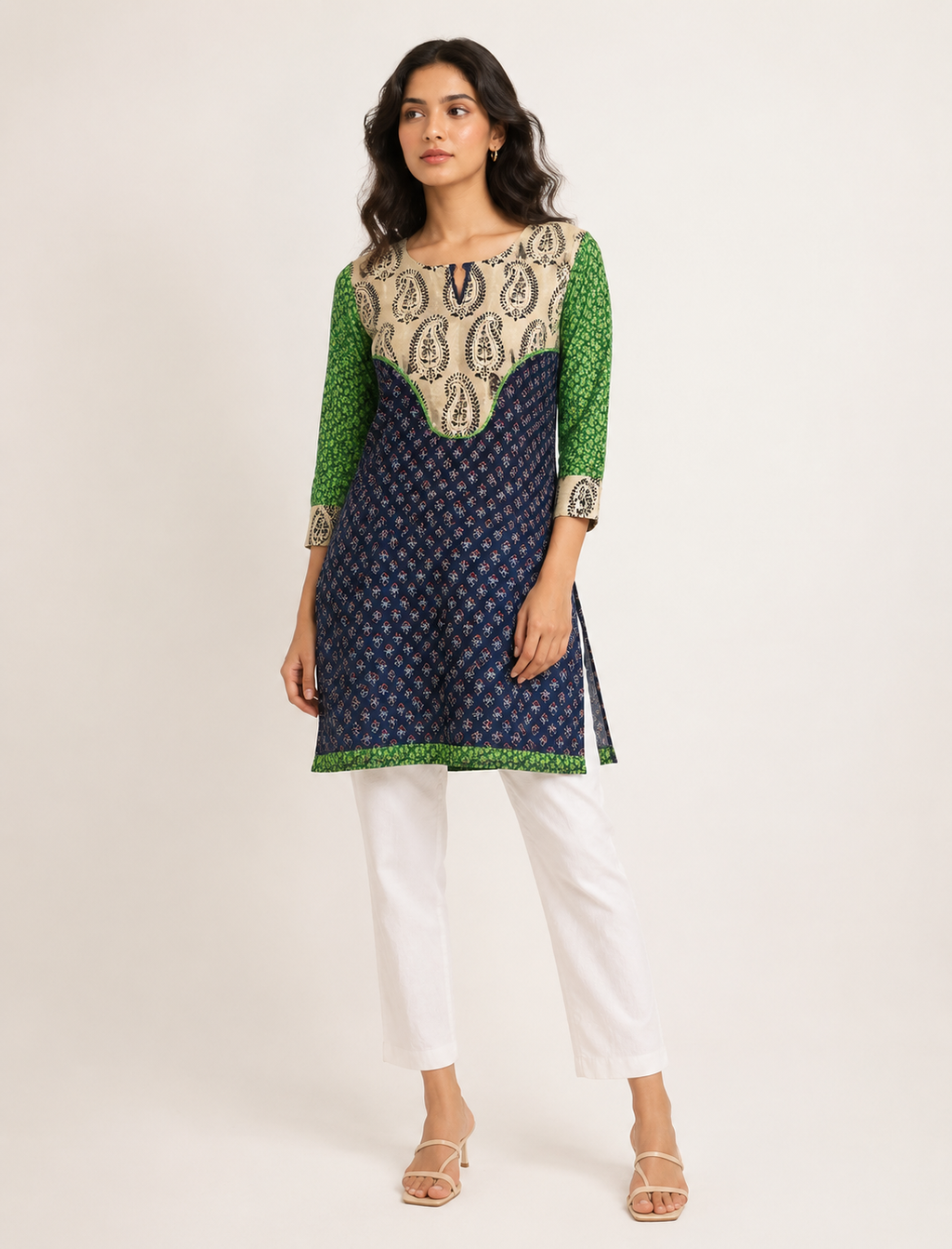 Ethnic Paisley Print Cotton Kurta