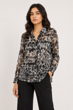 Smoky Leopard Print Button-Down Shirt