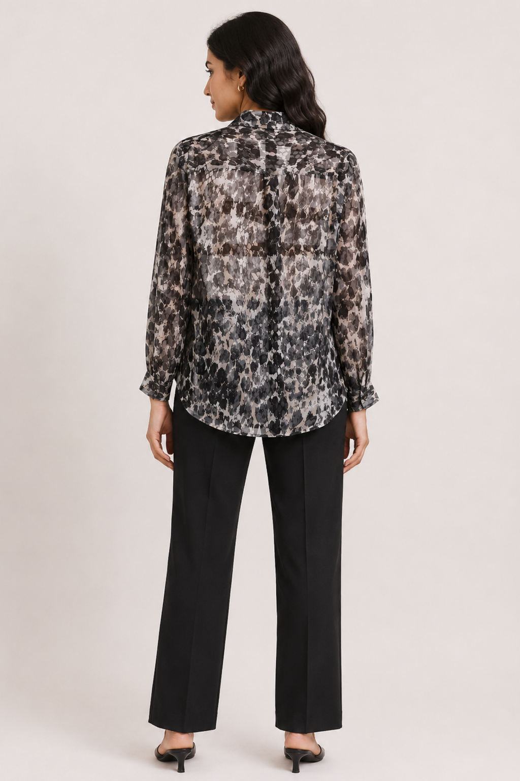 Smoky Leopard Print Button-Down Shirt